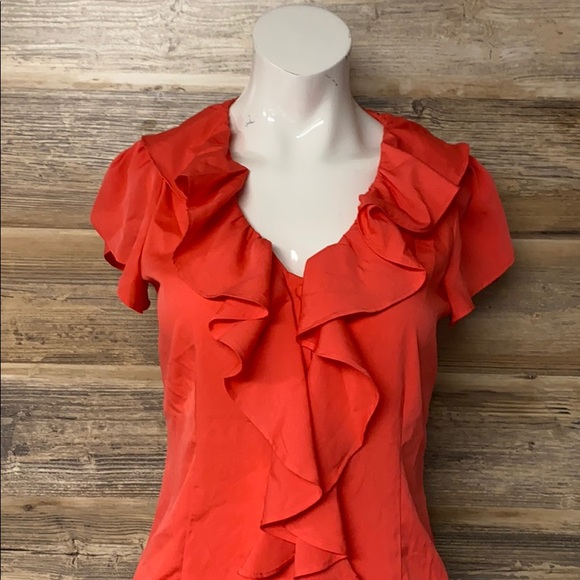 Banana Republic Ruffle Neck Button Down Blouse - Picture 2 of 3